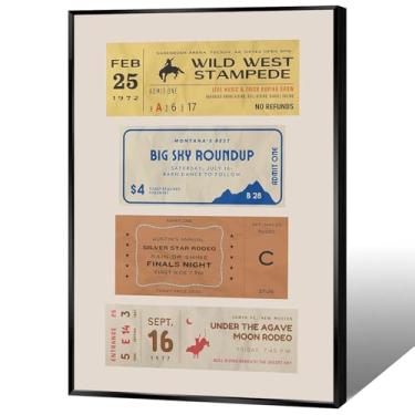 Imagem de BFADMN Pôster moderno de bilhetes de rodeio 1970 Austin Texas Tickets Stub arte de parede em tela vintage Preppy Wild Western Cowboy Rider Prints Pintura para decoração de parede de quarto de casa 30
