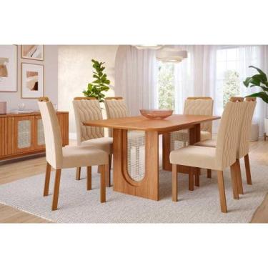 Imagem de Sala de Jantar Completa Valentina Tampo Madeirado 180x90cm e 6 Cadeira