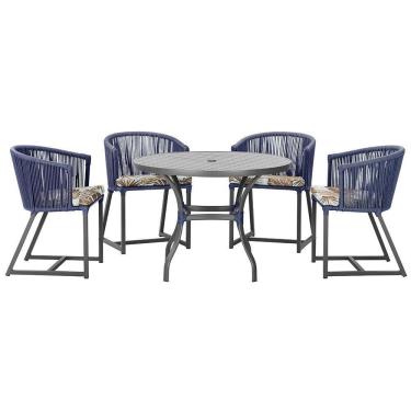 Imagem de Mesa Com 4 Cadeiras E Noronha Estofado 6 Trama Original Azul