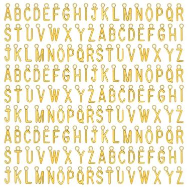 Imagem de YQQYG 156 peças de pingentes de letras, pingente de letra A-Z para artesanato DIY, pulseiras, colar, gargantilha, chaveiro, fabricação de joias, achar