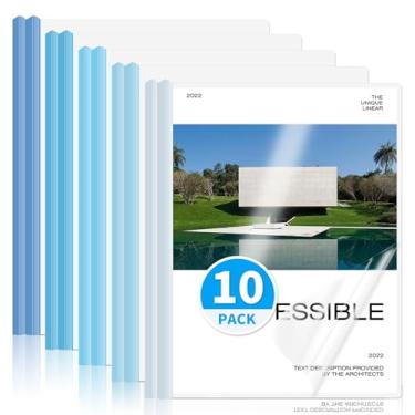 Imagem de WORPSON Pacote com 10, capas de relatório transparentes com barra deslizante para letras e folhas A4 – pastas de apresentação com capacidade para 70 folhas, capas de currículo e fichários de