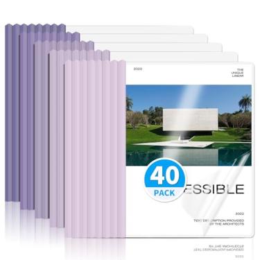 Imagem de WORPSON Pacote com 40, capas de relatório transparentes com barra deslizante para letras e folhas A4 – pastas de apresentação com capacidade para 70 folhas, capas de currículo e fichários de