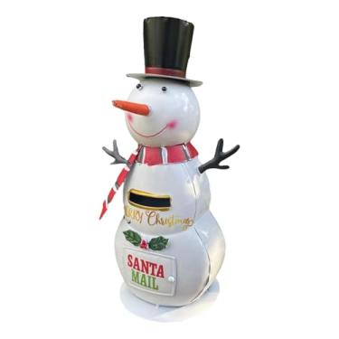 Imagem de rockible Caixa de Correio de Boneco de Neve de Metal para Decoração de Natal, Acessório de Decoração de Mesa Natalina, Leve e Versátil para de Prateleiras,