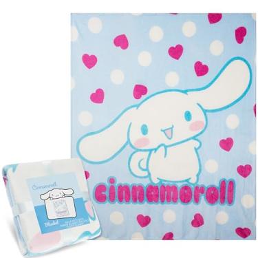 Imagem de Hello Kitty Sanrio Manta de cama de lã 150 x 130 cm, cobertor Cinnamoroll, edredom de pelúcia para festas do pijama de viagem, decoração de quarto, presentes kawaii (multi cinnamoroll)