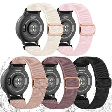 Imagem de Pulseira elástica de 20 mm compatível com Garmin Vivoactive 5 feminina, resistente à água, pulseira elástica de liberação rápida para Vivoactive 3/Vivoactive 6/Venu Sq/Sq 2, Forerunner 645/55/165/158