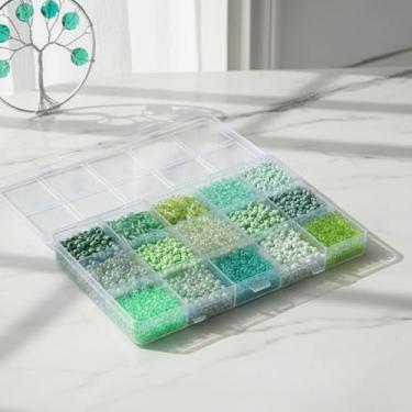 Imagem de Kit de contas de sementes de vidro - contas de sementes de artesanato de cores mistas, contas de tubo pequeno para fazer joias, pulseira faça você mesmo, vários tamanhos, 15 compartimentos