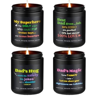 Imagem de Velas perfumadas para homens, pacote com 4 velas masculinas para pai, 793 g velas perfumadas para casa, madeira de lavanda, baunilha fumê, carvalho vintage, couro, presentes para pai, aniversário, dia