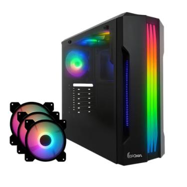 Imagem de Gabinete Gamer PCFort Lines RGB com 3 fans RGB, ATX Preto