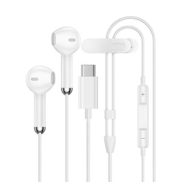 Imagem de Fones de ouvido USB C para iPhone 15 16, fones de ouvido tipo C, com microfone e controle de volume, estéreo HiFi para iPhone 16 Pro Max/16e/16/15/15Pro, iPad Pro Air, Samsung S25 S24 Ultra, Pixel