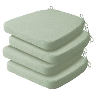 Imagem de Sage Almofadas para cadeira de jantar com laços, almofadas de assento impermeáveis para ambientes externos com suporte antiderrapante, capa removível lavável na máquina, 40,6 x 40,6 x 5 cm, conjunto