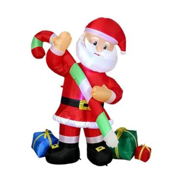 Imagem de IEUDNS Papai Noel inflável de 1,80 m segurando bengala doce com sacola de presentes - Decoração inflável para jardim e carnaval.