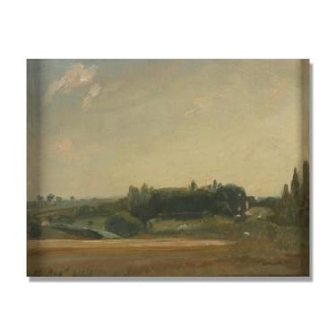 Imagem de NHLDZYH Impressão em tela estilo John Constable, (sem título 20), painel de tela de paisagem romântica, decoração de parede com tema de natureza para quarto ou escritório. Somente tela de 40 x 50 cm