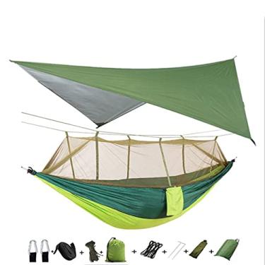 Imagem de Rede portátil leve e portátil para acampamento e toldo de barraca, lona de chuva e mosquiteiro à prova d'água rede mosquiteira rede dossel redes de nylon (cor: verde e camuflagem) (verde e verde claro