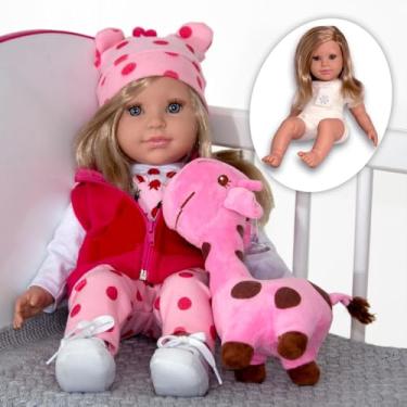 Imagem de Boneca Menina Realista Girafinha Com Roupa De Girafa