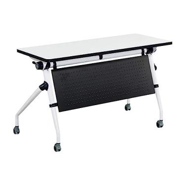 Imagem de Mesa articulada de escritório mesa de treinamento de conferência dobrável fácil de mover mesa retangular com rodízios (120 * 50 * 75 cm)
