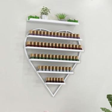 Imagem de ZDJZMGZ Prateleira de parede de esmalte de metal com 5 níveis, suporte de parede de esmalte de unha, exibição estética para esmalte ou batom oco, suporte organizador multifuncional para salão de