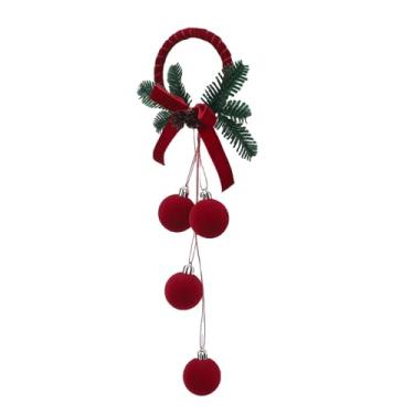 Imagem de POCREATION Enfeite de Árvore de Natal, Pingente de Bola Com Revestimento Em Design Vermelho Vibrante, Decoração de Natal Reutilizável para Árvore, Guirlanda, Parede, Lareira, Porta (Anel Circular)