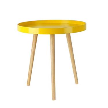 Imagem de Mesa lateral mesa lateral bandeja de TV mesa de sofá de bambu mesa de cabeceira mesa de lanche para sofá, escrita, leitura, sala de estar, decoração de escritório em casa, 3 cores 2 tamanhos (cor