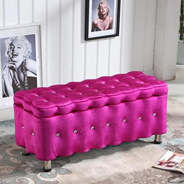 Imagem de Banqueta de armazenamento retangular com tampa articulada, banco de sofá para sala de estar, banco de quarto, cama, banco para sala de estar, banco para troca de sapatos/K/40 x 40 x 60 cm