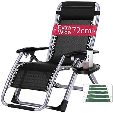 Imagem de Espreguiçadeira de jardim grande com bloqueio de gravidade zero para jardim e ar livre, cadeira de praia dobrável, suporte de 200 kg (cor, prata), prata