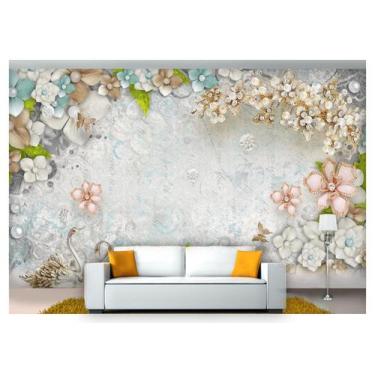 Imagem de Papel De Parede Floral Flores Textura Sala 3D 3M² Xfl202 - Você Decpra