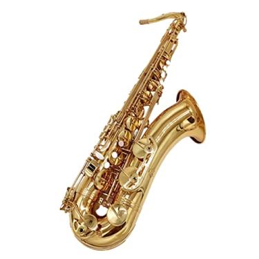 Imagem de Saxofone Tenor Profissional Dourado Tom B Latão Banhado a Ouro Padrão de Escultura Profunda à Mão Sax Tenor