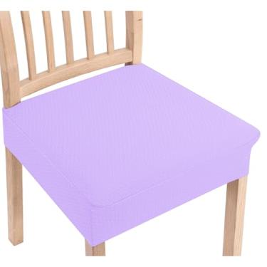 Imagem de Smiry Capas de assento de jacquard elásticas para cadeiras de sala de jantar, conjunto de 6, capas protetoras de assento laváveis removíveis, sem capas traseiras, lavanda