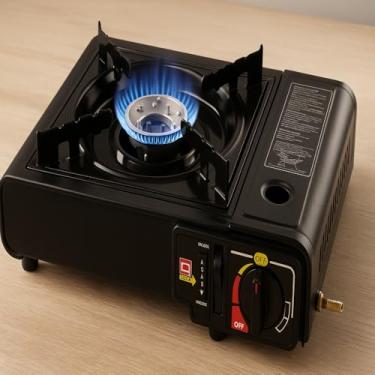 Imagem de Fogareiro Fogão 1 Boca Portátil Gás Preto Fogão à Gás de Mesa 1 Boca 34,3 x 8,5 x 27,5 cm