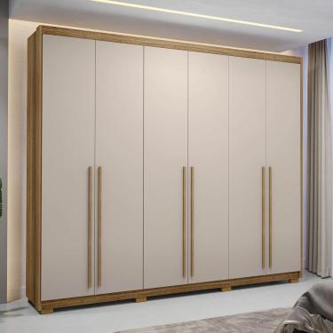 Imagem de Guarda-roupa 6 Portas 3 Gavetas Com Maleiro Interno Dubai Majestic Nature/fendi 100% Mdf - Vila Rica