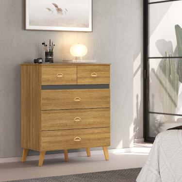 Imagem de Cômoda 5 Gavetas Ibiza Nature/alaska - Vila Rica