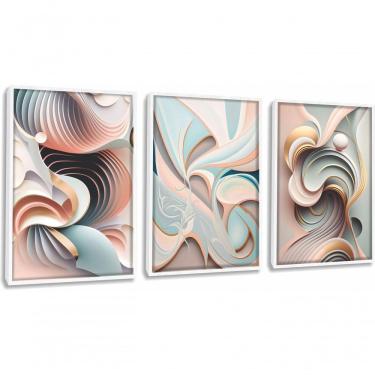 Imagem de Quadro Decorativo Abstrato 3d Moderno Com Moldura Branco