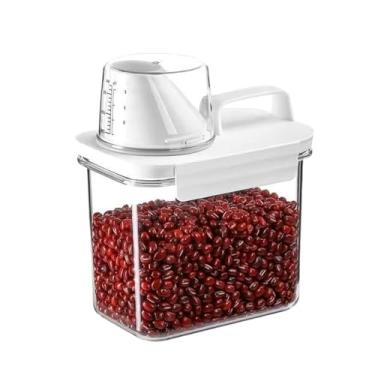 Imagem de Pote Hermético Com Copo Medidor Dispenser Organizador Dosador Multiuso Porta Mantimentos com opção de tamanhos 1100L, 1800L, 2300L (1100ML)