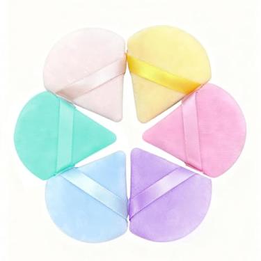 Imagem de Conjunto de 6 peças de pó de triângulo macio, puffs de pó para rosto, esponjas de maquiagem para base, adequado para ferramentas de maquiagem cosmética líquida e creme (multicolorida)