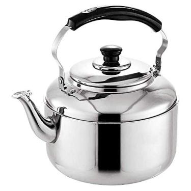Imagem de Chaleira de assobio para fogão, chaleira de aço inoxidável 304, bule de chá, dispensador de água quente, fácil de limpar, adequado para todos os tipos de fogão, acampamento, caminhada, piquenique