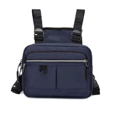 Imagem de Mochila Peito Tática Frontal Compacta – 4 Bolsos, Alças Ajustáveis, Design Leve e Resistente para Trilhas, Ciclismo e Uso Urbano| Azul Escuro