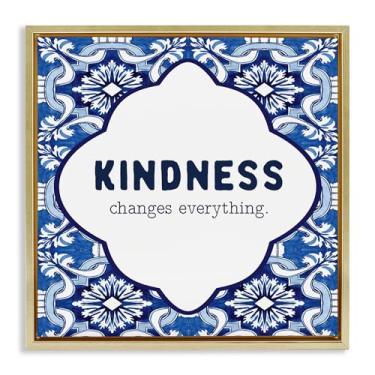 Imagem de Stupell Industries Arte de parede em tela flutuante emoldurada preta com bondade muda tudo, design por Lettered and Lined, 18 x 18