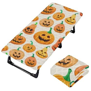 Imagem de Burbuja Lençol de berço de abóbora de Halloween para crianças, lençol de cochilo acolchoado portátil com faixa elástica para meninas e meninos, lavável na máquina, 63,5 x 127 cm