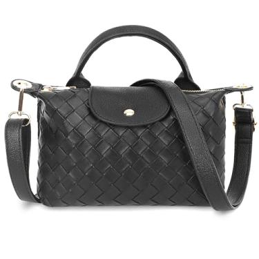 Imagem de BBORGDC Bolsa transversal de tecido, pequena bolsa preta de tecelagem, bolsas transversais de designer para mulheres, bolsas femininas de mão ou transversal, RFID, para mulheres, meninas, caminhadas