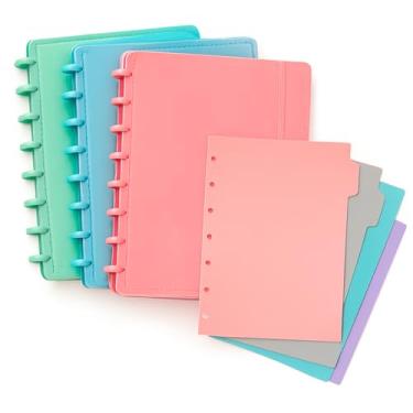 Imagem de Kit Caderno Escolar Inteligente 10 Discos com 4 Divisórias – Reutilizável, Modular, Capa Premium, Folhas Removíveis – Ideal para Escola, Faculdade, Planner e Escritório