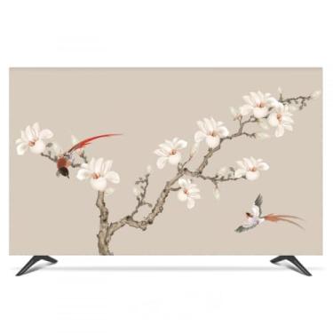 Imagem de HSTANGKY Capa para TV interior capa anti-pó universal para TV protetor de ecrã para monitor LCD/LED tecido impermeável e antipoeira acessório decorativo para sala de estar-flower2, 49-52 polegadas