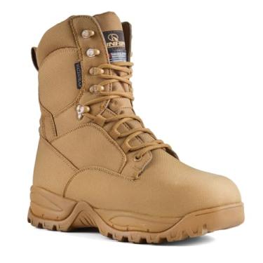 Imagem de R RUNFUN Botas Táticas Militares À Prova D'Água Masculinas, Botas Leves De Trabalho, Botas De Caça Isoladas, Botas De Amarrar Para Atividades Ao Ar Livre De 8 Polegadas, Thinsulate 400G (Rf2301Brown