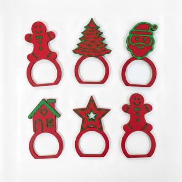 Imagem de Kit 6 Argolas Guardanapo Vermelho Natal Luxo Decoração - LAURA MULTIVE