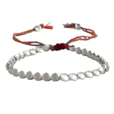 Imagem de Pulseira trançada boêmia feita à mão para mulheres, joia minimalista de inspiração vintage com contas de metal, corda de mão ajustável de estilo étnico para férias na praia em ouro, branco K e ouro