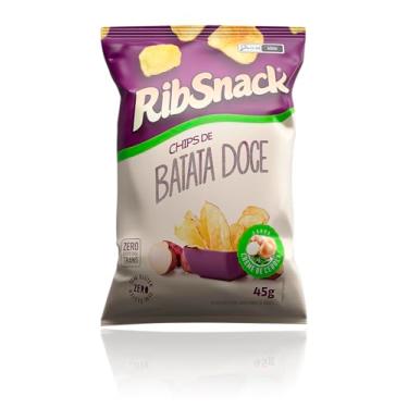 Imagem de RibSnack Chips Batata Doce Sabor Creme de Cebola 45g, Caixa com 10 Unidades, Sem Glúten, Zero Gordura Trans, 100% Vegano
