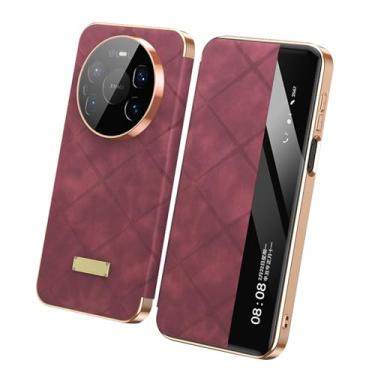 Imagem de FWYANZH Capa flip para Huawei Mate 80 Pro Max/80 Pro/80, Smart Clear View Window Slim Capa de couro galvanizada com tudo incluído, roxo, 80