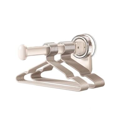 Imagem de Organizador de cabide dobrável, armazenamento com ventosa para lavanderia, economia de espaço vertical com ganchos multiuso, removível e reutilizável, para locatários e pequenos apartamentos (branco