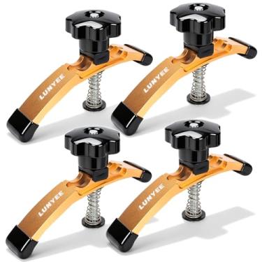 Imagem de Grampos de fixação T-Track, pacote com 4 braçadeiras estendidas de 14 cm em T para roteador CNC e marcenaria, braçadeira de fixação ajustável com almofadas de borracha