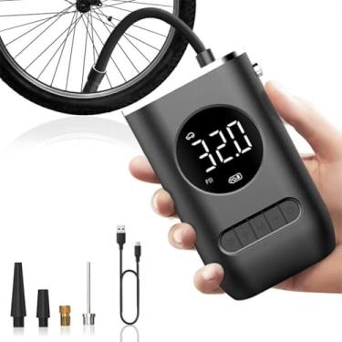 Imagem de Mini Bomba de Ar Elétrica Portátil Recarregável USB com Display Digital LED, Desligamento Automático, 150 PSI, Lanterna Integrada e Bateria 4000mAh para Carros, Motos, Bicicletas e Bolasl