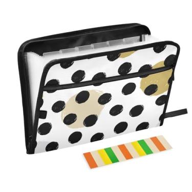 Imagem de Linda pasta sanfonada preta de bolinhas à prova d'água com bolso frontal para lápis para organizador de documentos