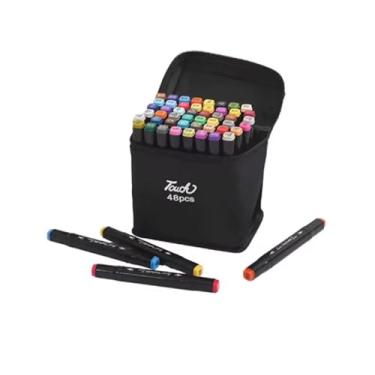 Imagem de Estojo Canetas Touch Marcador Kit De 48 Cores Ponta Dupla